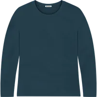 StringKing Women's Pima Jersey Long Sleeve Tee - Relaxed Fit, Navy, Front