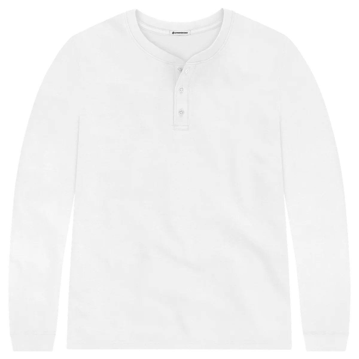 StringKing Men's Pima Jersey Henley - Sharp Fit, White, Front