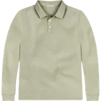 StringKing Men's Pima Cotton Long Sleeve Polo - Relaxed Fit, Khaki Green, Front