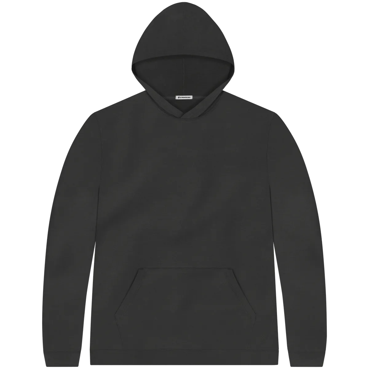 StringKing Men's Pima Terry Hoodie - Sharp Fit, Black, Front
