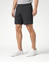 StringKing Men's Nylon Flex Game Shorts - Sharp Fit, Black, Full Front - Human Model - Waist to Mid-calf