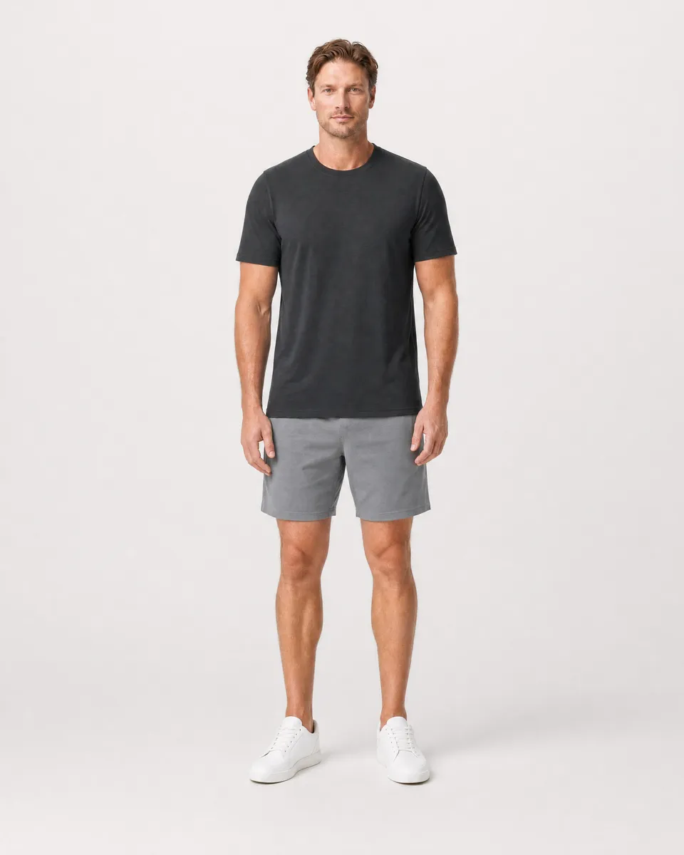 StringKing Men's Pima Terry Tee - Relaxed Fit, Black, Full Front - Human Model