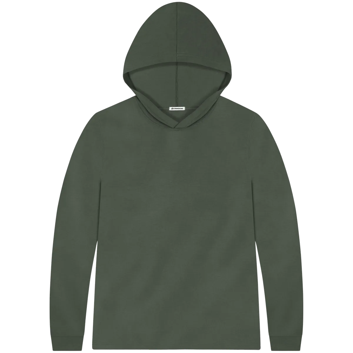 StringKing Men's Pima Jersey Hoodie - Sharp Fit, Moss, Front