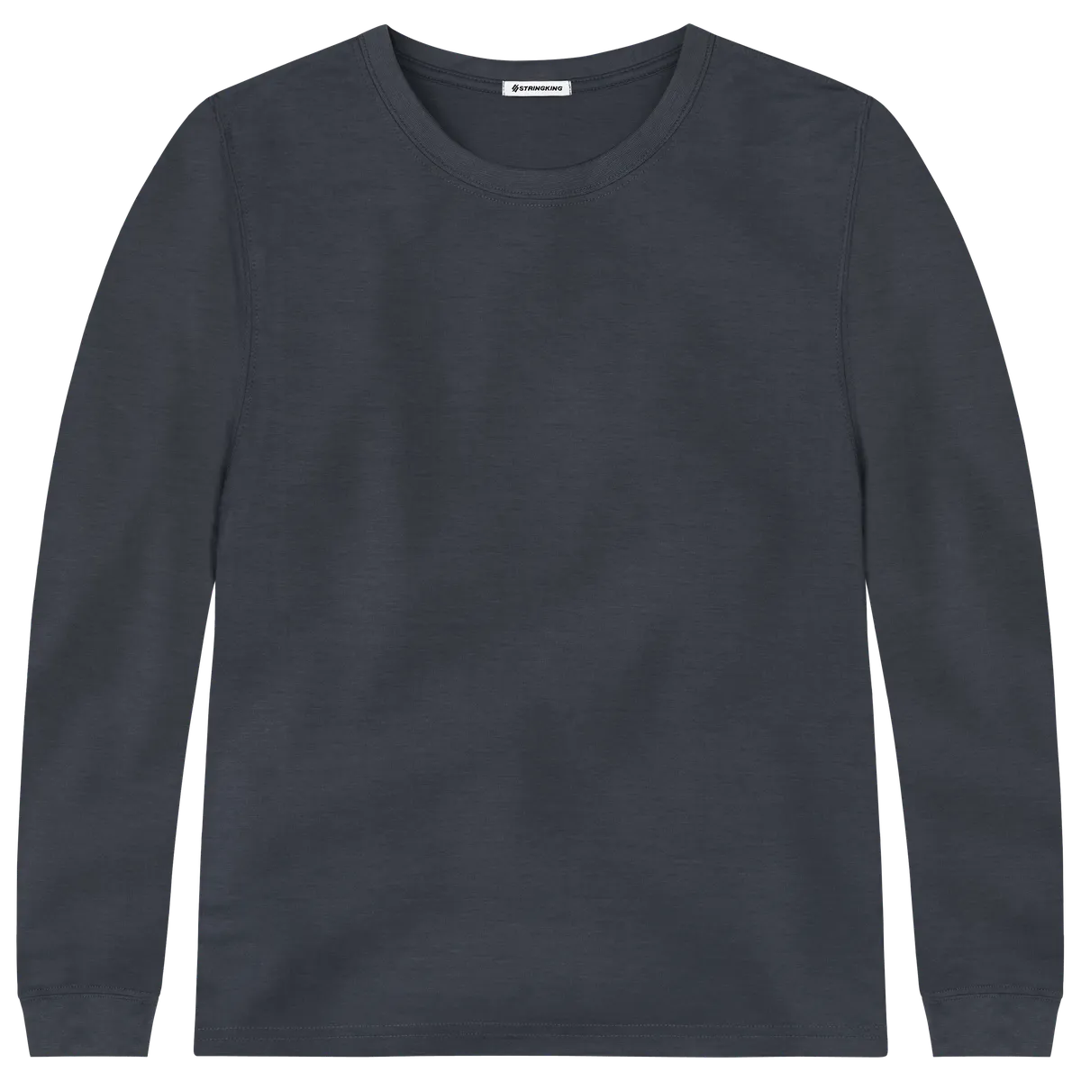 StringKing Men's FlexStyle Long Sleeve Crewneck T-Shirt - Sharp Fit, India Ink, Front