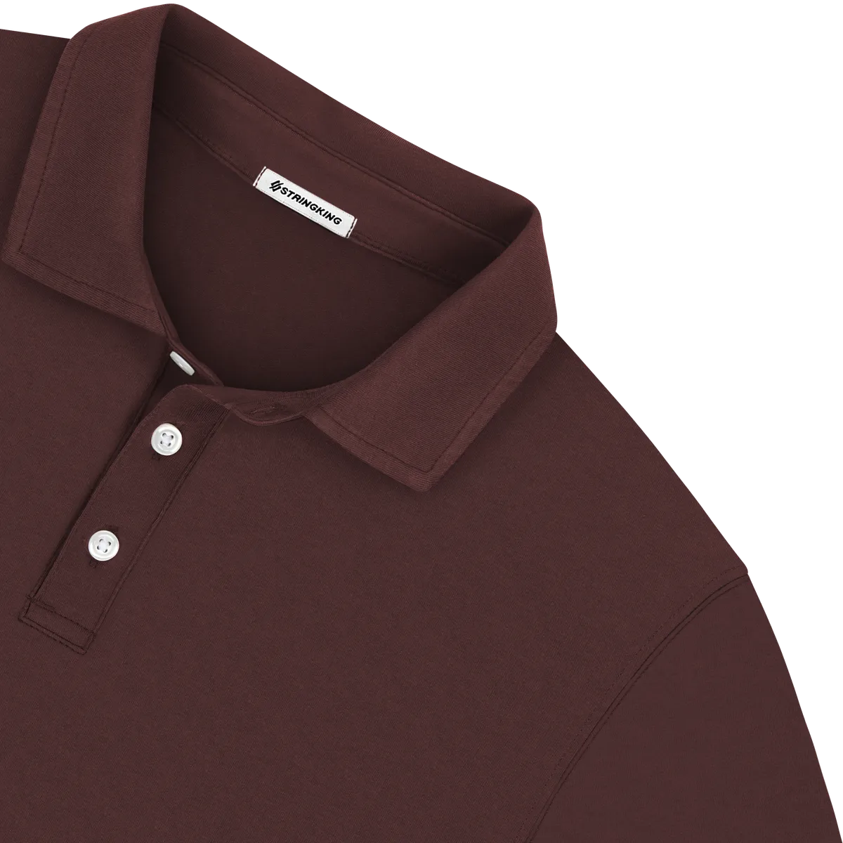 StringKing Men's Pima Jersey Classic Polo - Relaxed Fit, New Maroon, Detail