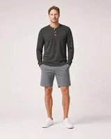 StringKing Men's Pima Jersey Henley - Sharp Fit, Peat, Full Front - Human Model