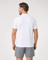 StringKing Men's Pima Terry Polo - Relaxed Fit, White, Full Back - Human Model - Top of head to Mid-thigh