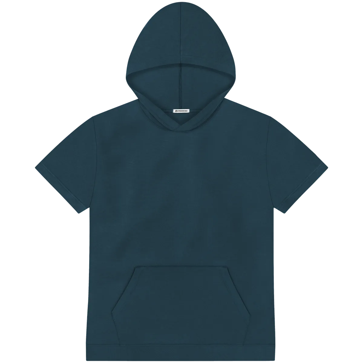 StringKing Men's Pima Terry Short Sleeve Hoodie Multi - Relaxed Fit, Navy, Front