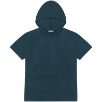 StringKing Men's Pima Terry Short Sleeve Hoodie Multi - Relaxed Fit, Navy, Front