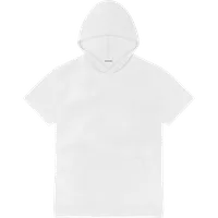 StringKing Men's Pima Jersey Short Sleeve Hoodie Multi - Relaxed Fit, White, Front