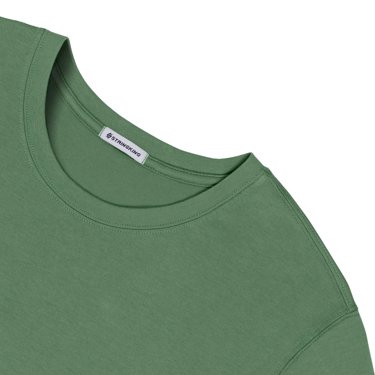 StringKing Men's Pima Cotton Short Sleeve Crewneck T-Shirt - Relaxed Fit, Green, Detail