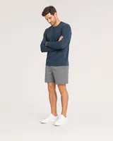 StringKing Men's Pima Jersey Long Sleeve Pocket Tee - Sharp Fit, Navy, Full Front Angle - Human Model