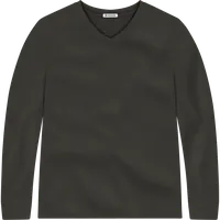 StringKing Men's Pima Jersey Long Sleeve V-Neck Tee - Sharp Fit, Peat, Front