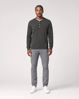 StringKing Men's Pima Terry Henley - Sharp Fit, Peat, Full Front - Human Model