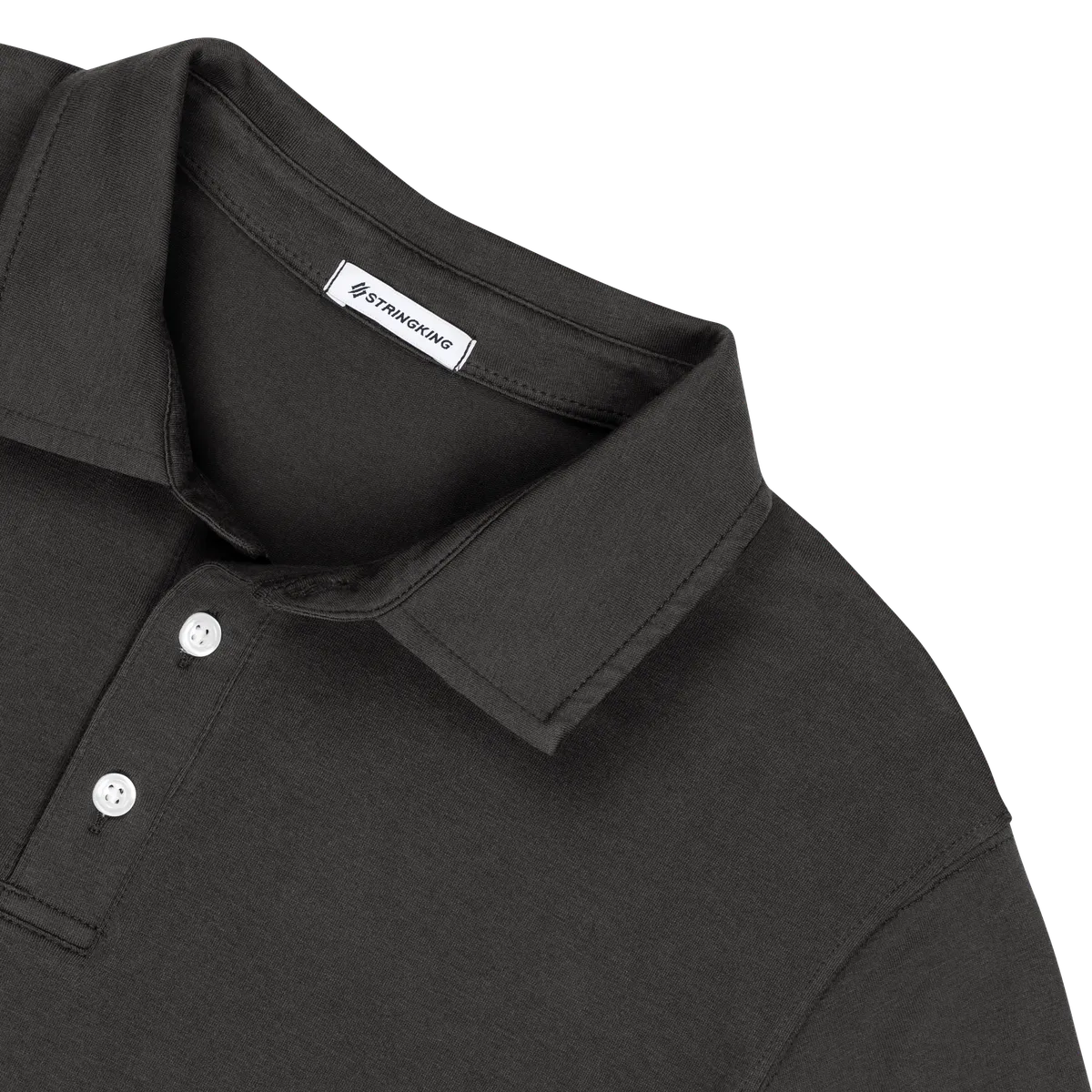 StringKing Men's Pima Cotton Short Sleeve Polo - Sharp Fit, Charcoal, Detail