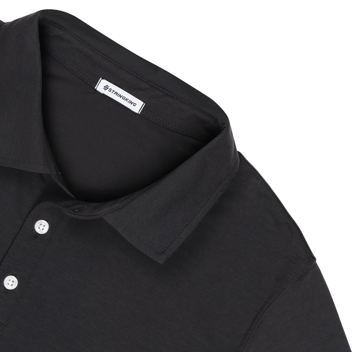 StringKing Men's FlexStyle Long Sleeve Polo - Relaxed Fit, Moonless Night, Detail