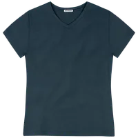 StringKing Women's Pima Cotton Short Sleeve V-Neck T-Shirt - Relaxed Fit, Navy, Front