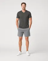 StringKing Men's Pima Terry V-Neck Tee - Relaxed Fit, Peat, Full Front - Human Model