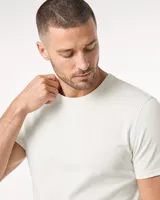 StringKing Men's Pima Terry Tee - Relaxed Fit, Tofu, Collar Shoulder - Human Model