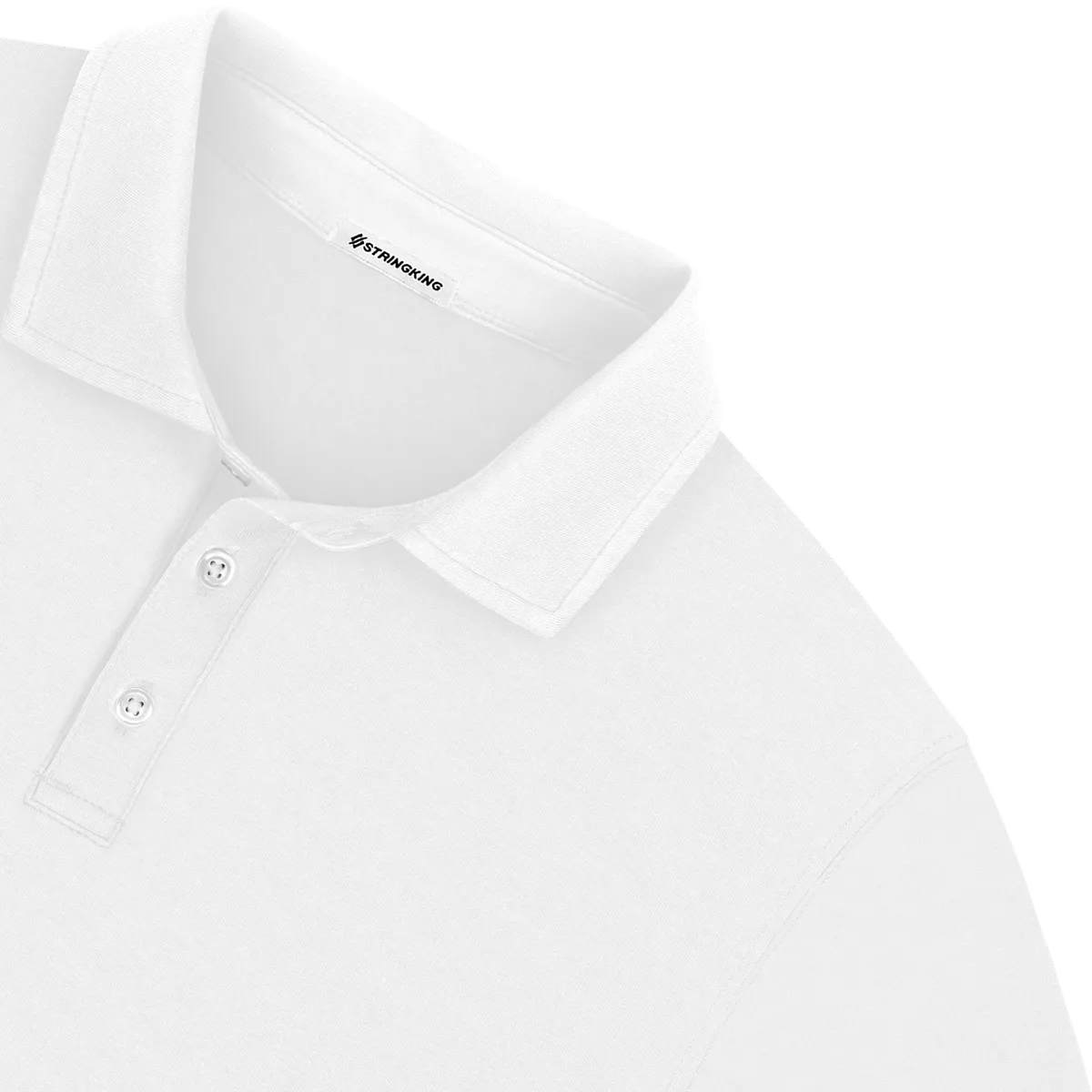 StringKing Men's Pima Jersey Signature Polo Multi - Relaxed Fit, White, Detail