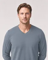 StringKing Men's Pima Terry Long Sleeve V-Neck Tee - Sharp Fit, Tradewinds, Collar Shoulder - Human Model