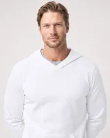 StringKing Men's Pima Terry Hoodie - Sharp Fit, White, Collar Shoulder - Human Model
