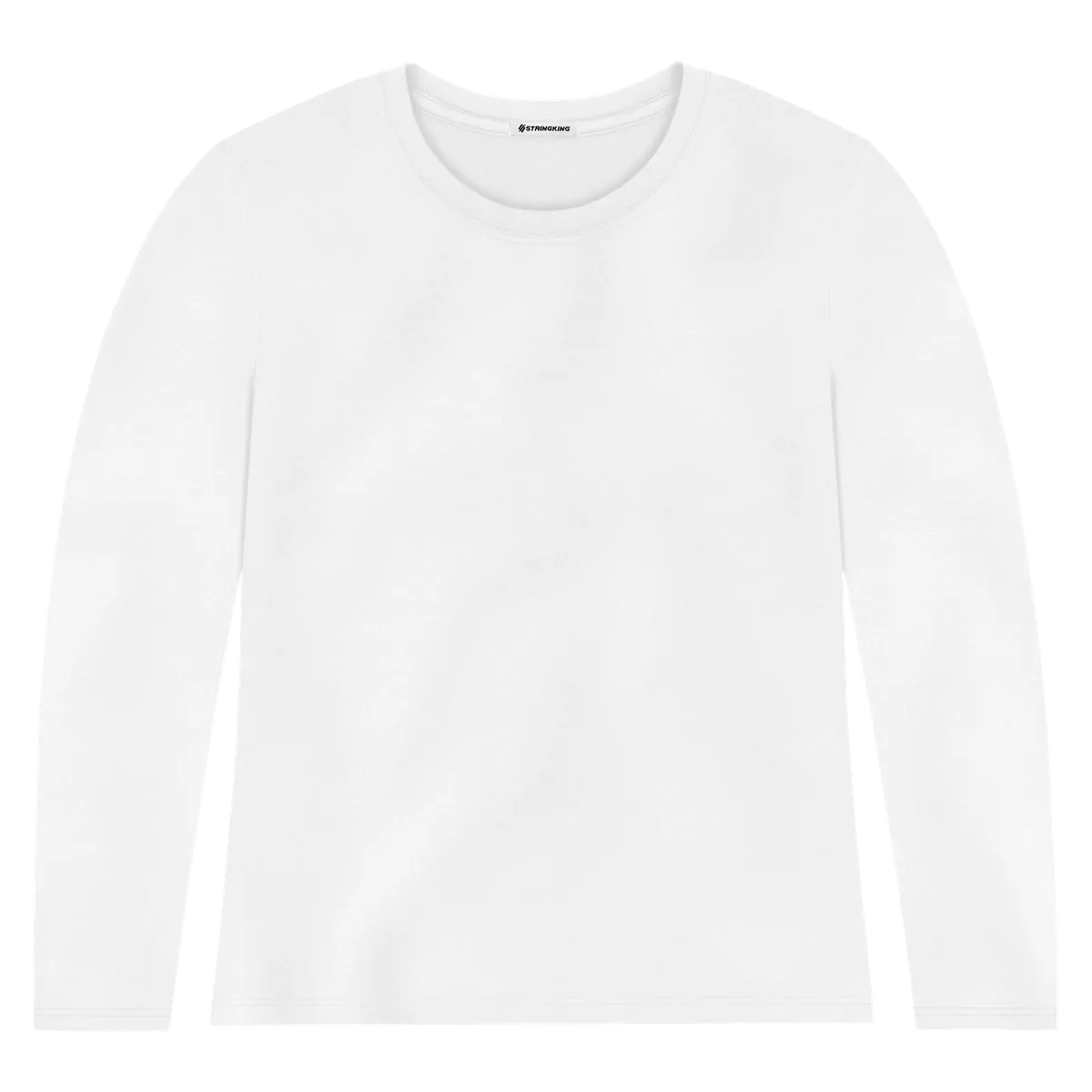 StringKing Women's Pima Jersey Long Sleeve Tee - Sharp Fit, White, Front