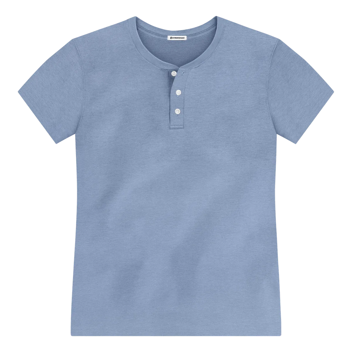 StringKing Men's Pima Cotton Short Sleeve Henley - Sharp Fit, Slate Blue, Front