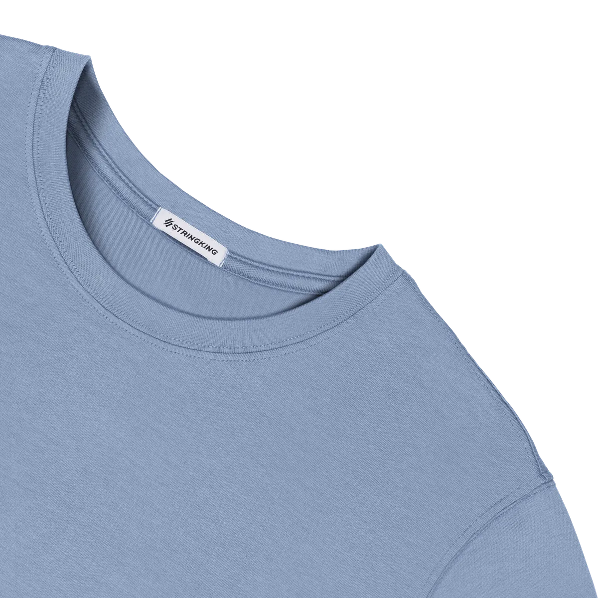 StringKing Men's Pima Cotton Short Sleeve Crewneck T-Shirt - Sharp Fit, Slate Blue, Detail