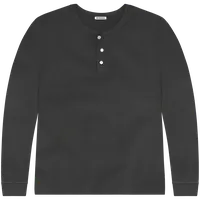 StringKing Men's Pima Cotton Long Sleeve Henley - Relaxed Fit, Black, Front