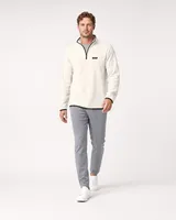 StringKing Men's Polartec Fleece Quarter Zip - Relaxed Fit, Jet Stream, Full Front Angle - Human Model