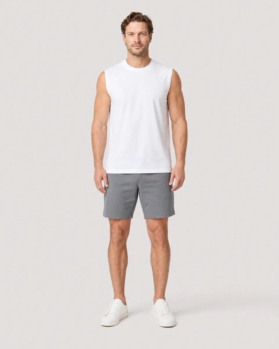 StringKing Men's StayWarm Tank Top - Sharp Fit, White, Full Front - Human Model