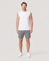 StringKing Men's StayWarm Tank Top - Sharp Fit, White, Full Front - Human Model