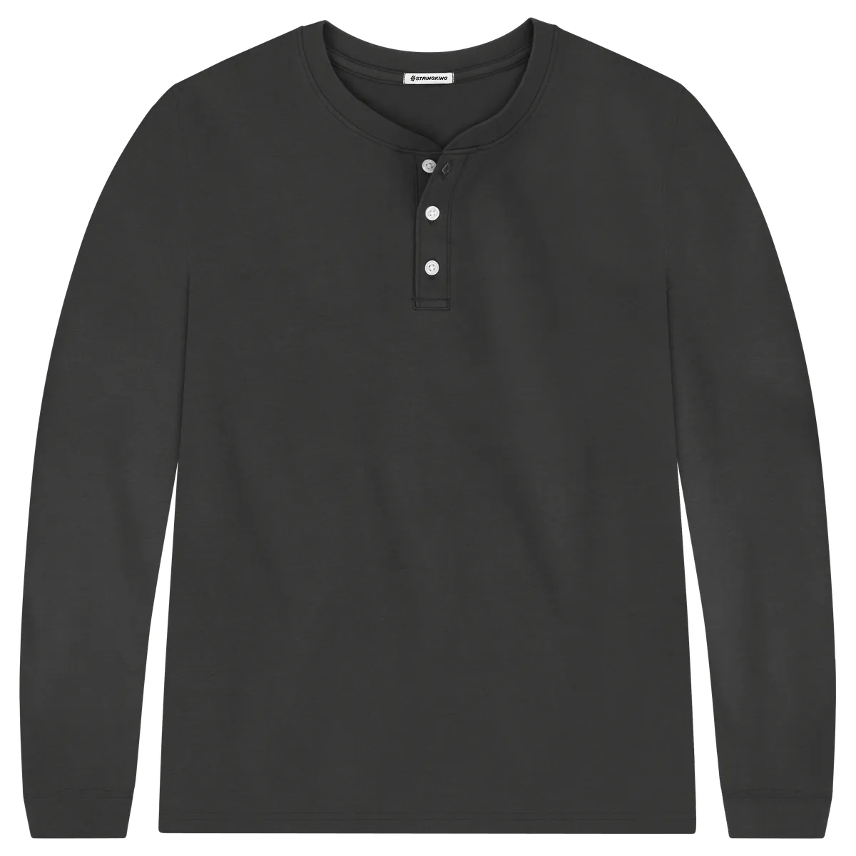 StringKing Men's Pima Jersey Henley - Sharp Fit, Black, Front