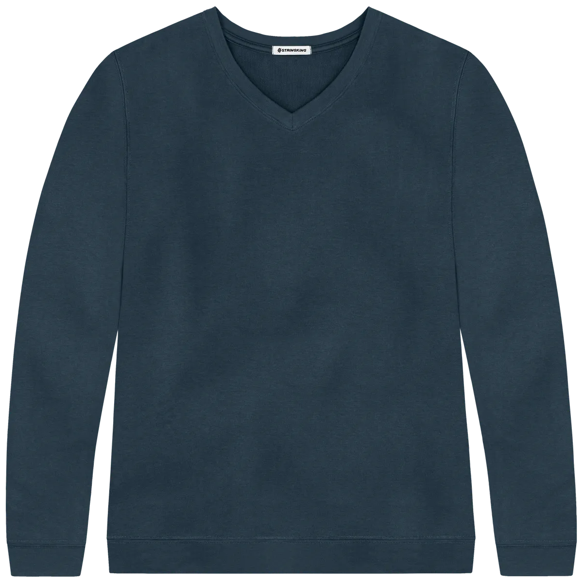 StringKing Women's Pima Cotton V-Neck Sweatshirt - Relaxed Fit, Navy, Front