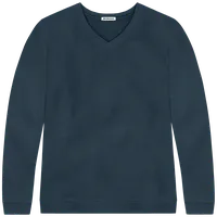 StringKing Women's Pima Cotton V-Neck Sweatshirt - Relaxed Fit, Navy, Front