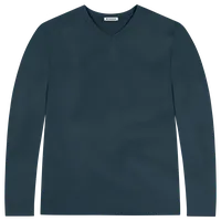 StringKing Men's FlexTech Long Sleeve V-Neck T-Shirt - Sharp Fit, Navy, Front