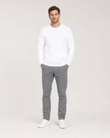 StringKing Men's Pima Terry Crew Sweatshirt - Sharp Fit, White, Full Front - Human Model