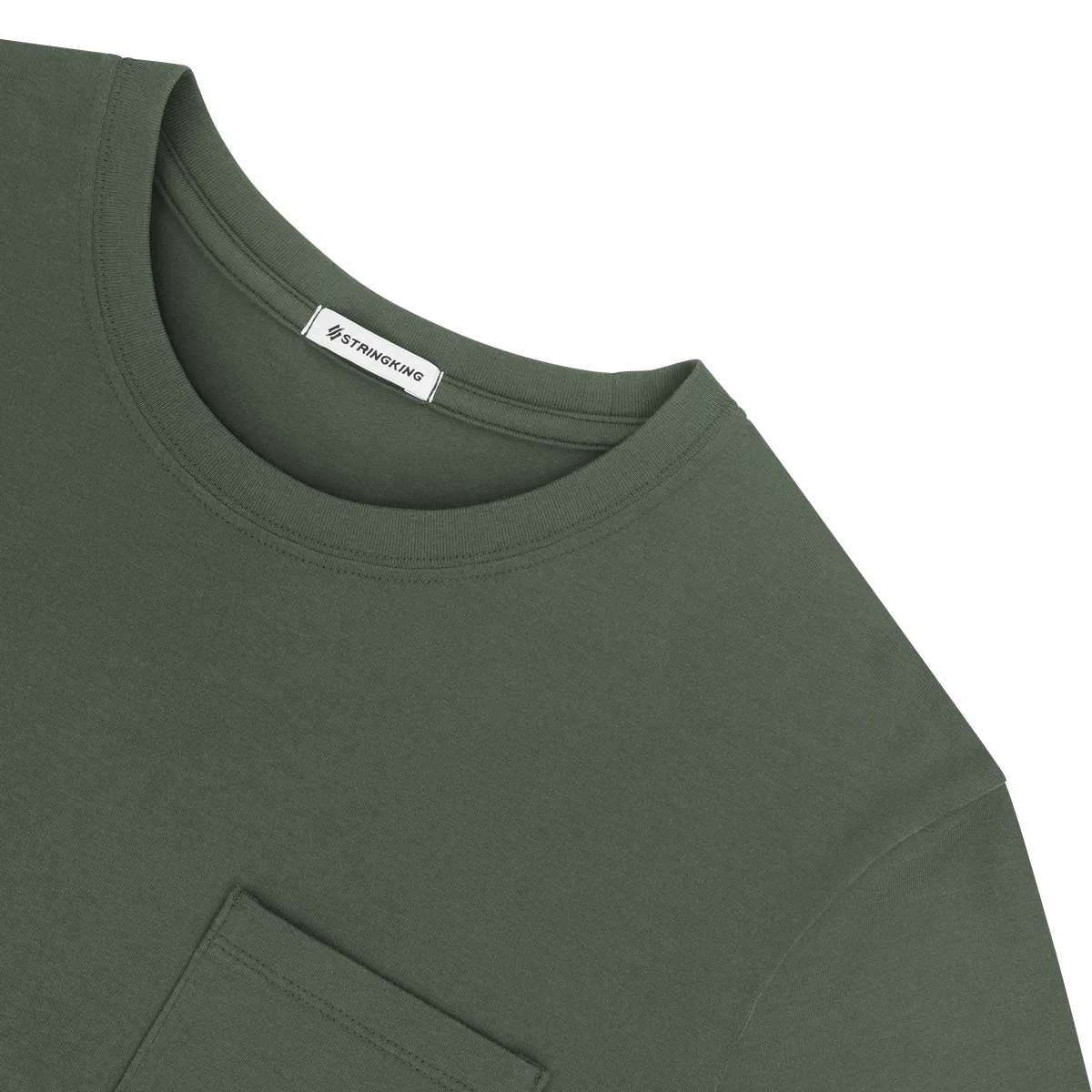StringKing Men's Pima Jersey Pocket Tee Multi - Relaxed Fit, Moss, Detail
