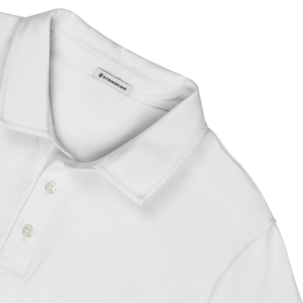 StringKing Men's Pima Cotton Short Sleeve Polo - Relaxed Fit, White, Detail