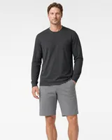 StringKing Men's Pima Jersey Long Sleeve Pocket Tee - Relaxed Fit, Black, Full Front - Human Model - Top of head to Knees