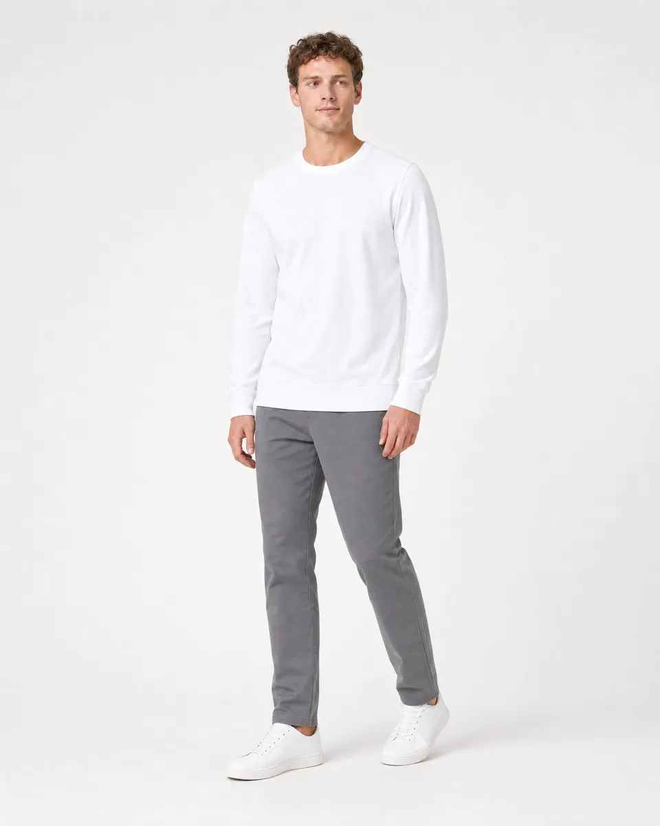 StringKing Men's StayWarm Sweater - Relaxed Fit, White, Full Front Angle - Human Model