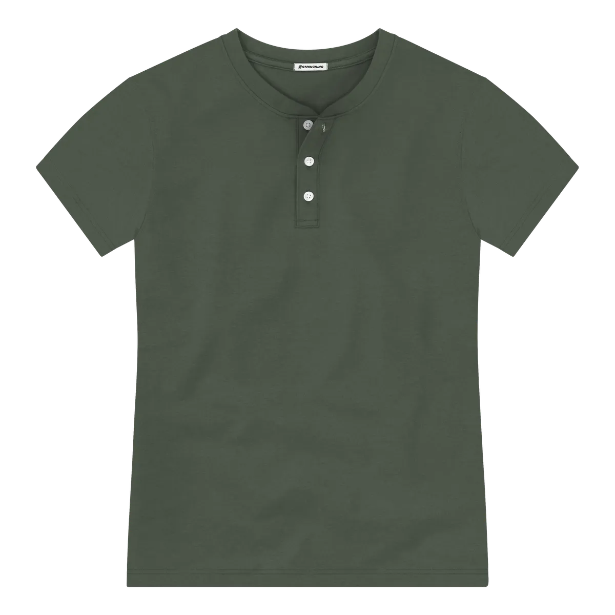 StringKing Men's Pima Jersey Short Sleeve Henley - Sharp Fit, Moss, Front