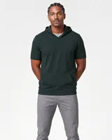 StringKing Men's Pima Terry Short Sleeve Hoodie - Sharp Fit, Pine Grove, Full Front - Human Model - Top of head to Knees