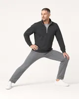 StringKing Men's StayWarm Quarter Zip - Relaxed Fit, Black, Full Front Angle - Human Model