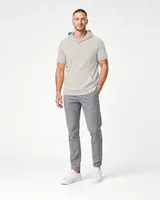 StringKing Men's Pima Terry Short Sleeve Hoodie - Relaxed Fit, Moonstruck, Full Front - Human Model