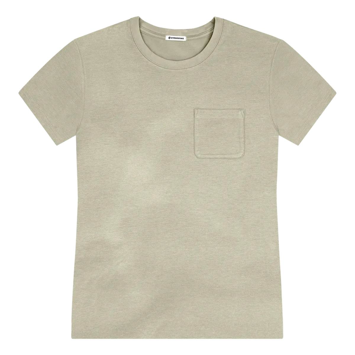StringKing Men's Pima Cotton Short Sleeve Pocket Crewneck T-Shirt - Sharp Fit, Khaki Green, Front