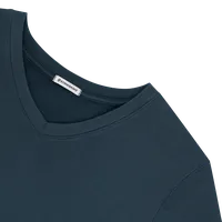 StringKing Men's Pima Cotton V-Neck Sweatshirt - Sharp Fit, Navy, Detail