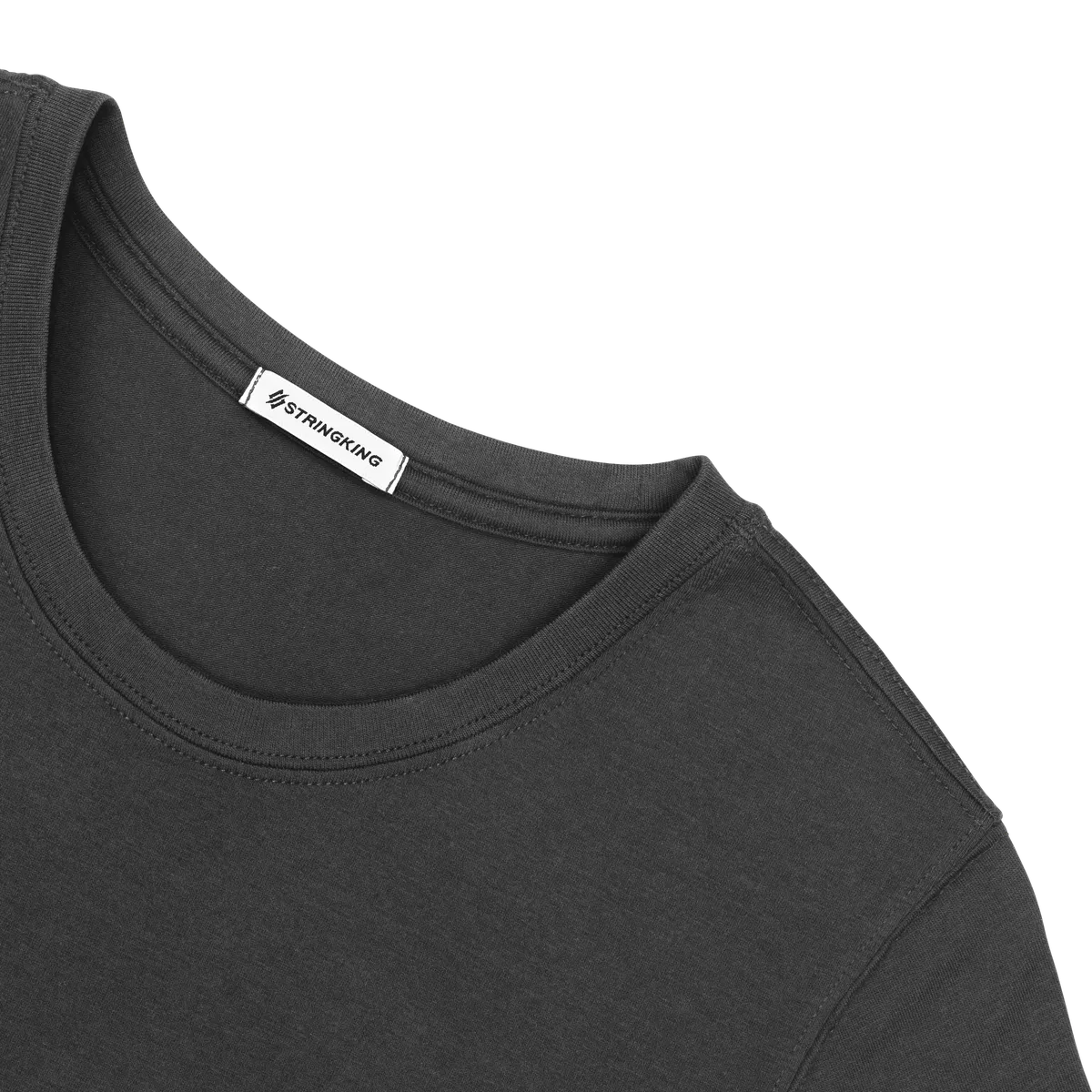 StringKing Women's Pima Cotton Short Sleeve Crewneck T-Shirt - Sharp Fit, Black, Detail
