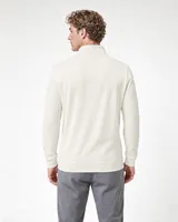 StringKing Men's Pima Terry Quarter Zip - Sharp Fit, Tofu, Full Back - Human Model - Top of head to Mid-thigh